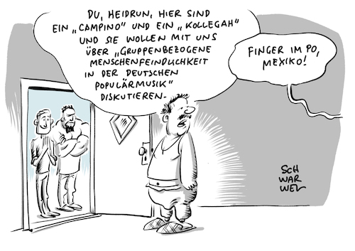 Cartoon: Eche Verleihung Campino (medium) by Schwarwel tagged echo,musikpreis,musik,musikindustrie,musikbusiness,kollegah,farid,bang,sänger,gesang,antisemitismus,antisemitisch,frauenhass,feminismus,sexismus,sexistisch,rap,hip,hop,faschismus,faschistisch,rechtsextrem,rechtsextremismus,rassistisch,rassismus,rassenhass,juden,judenhass,rapper,show,showact,verleugnung,holocaust,bücherverbrennung,nationalsozialismus,heil,hitler,sieg,vernichtung,vernichtungslager,auschwitz,minderheit,gleichberechtigung,minderheiten,spongebozz,echoverleihung,verleihung,flüchtlinge,geflüchtete,flüchtlingskrise,cartoon,karikatur,schwarwel,campino,die,toten,hosen,wirtschaft,geld,finanzen,macht,gruppenbezogene,menschenfeindlichkeit,echo,musikpreis,musik,musikindustrie,musikbusiness,kollegah,farid,bang,sänger,gesang,antisemitismus,antisemitisch,frauenhass,feminismus,sexismus,sexistisch,rap,hip,hop,faschismus,faschistisch,rechtsextrem,rechtsextremismus,rassistisch,rassismus,rassenhass,juden,judenhass,rapper,show,showact,verleugnung,holocaust,bücherverbrennung,nationalsozialismus,heil,hitler,sieg,vernichtung,vernichtungslager,auschwitz,minderheit,gleichberechtigung,minderheiten,spongebozz,echoverleihung,verleihung,flüchtlinge,geflüchtete,flüchtlingskrise,cartoon,karikatur,schwarwel,campino,die,toten,hosen,wirtschaft,geld,finanzen,macht,gruppenbezogene,menschenfeindlichkeit