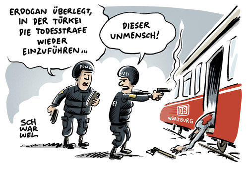 Cartoon: Erdogan Todesstrafe (medium) by Schwarwel tagged todesstrafe,erdogan,türkei,putsch,putschversuch,militätputsch,säuberung,säuberungswelle,demokratie,eu,europäische,union,mord,tot,tod,anschlag,terror,waffen,gewalt,karikatur,schwarwel,renate,künast,db,deutsche,bahn,zug,polizei,schüsse,terrorist,skandal,tweet,twitter,shitstorm,attentat,attentäter,todesstrafe,erdogan,türkei,putsch,putschversuch,militätputsch,säuberung,säuberungswelle,demokratie,eu,europäische,union,mord,tot,tod,anschlag,terror,waffen,gewalt,karikatur,schwarwel,renate,künast,db,deutsche,bahn,zug,polizei,schüsse,terrorist,skandal,tweet,twitter,shitstorm,attentat,attentäter