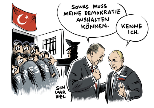 Cartoon: Erdogans Flirt mit Putin (medium) by Schwarwel tagged erdogan,putsch,säuberung,säuberungswelle,demokratie,militärputsch,meinungsfreiheit,pressefreiheit,türkei,putin,russland,diktatur,nato,haftbefehl,zaman,presse,karikatur,schwarwel,erdogan,putsch,säuberung,säuberungswelle,demokratie,militärputsch,meinungsfreiheit,pressefreiheit,türkei,putin,russland,diktatur,nato,haftbefehl,zaman,presse,karikatur,schwarwel