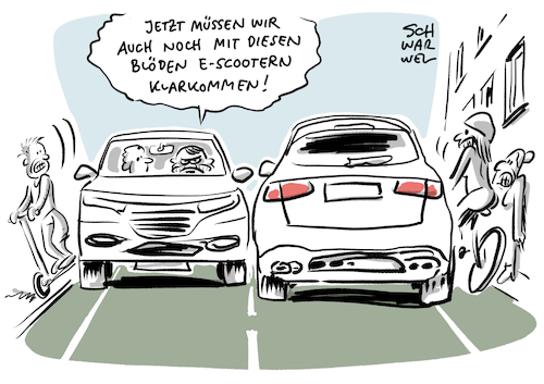 Cartoon: EScooter (medium) by Schwarwel tagged escooter,verkehr,zulassung,elektrischer,tretroller,straßenverkehr,flitzer,elektroantrieb,fußgänger,sharing,sharinganbieter,öffentlicher,nahverkehr,elektroroller,auto,automobil,automobilindustrie,autofahrer,cartoon,karikatur,schwarwel,escooter,verkehr,zulassung,elektrischer,tretroller,straßenverkehr,flitzer,elektroantrieb,fußgänger,sharing,sharinganbieter,öffentlicher,nahverkehr,elektroroller,auto,automobil,automobilindustrie,autofahrer,cartoon,karikatur,schwarwel