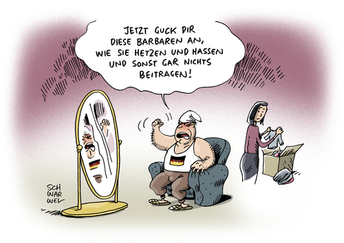 Cartoon: Geflüchtete als Spielball (medium) by Schwarwel tagged geflüchtete,flüchtlinge,flüchtlizngspolitik,asyl,aslysuchende,syrien,krieg,spielball,flüchtlingsheime,bautzen,freital,sachsen,clausnitz,nazi,nazis,rechts,terror,gewalt,besorgte,bürger,wut,hass,angst,politik,medien,wahl,wahlkampf,partie,karikatur,schwarwel,deutschland,geflüchtete,flüchtlinge,flüchtlizngspolitik,asyl,aslysuchende,syrien,krieg,spielball,flüchtlingsheime,bautzen,freital,sachsen,clausnitz,nazi,nazis,rechts,terror,gewalt,besorgte,bürger,wut,hass,angst,politik,medien,wahl,wahlkampf,partie,karikatur,schwarwel,deutschland