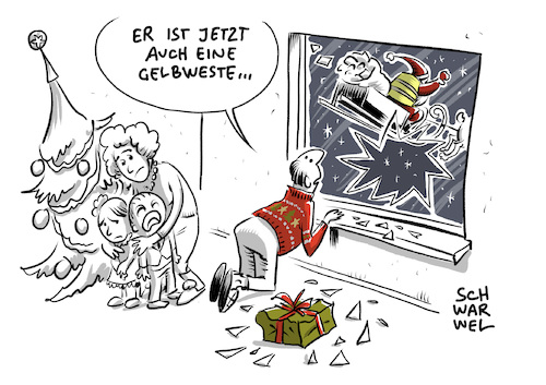 Cartoon: Gelbwesten Aufstand Frankreich (medium) by Schwarwel tagged gelbwesten,gelbe,westen,aufstand,demo,demonstration,frankreich,macron,aufstehen,bündnis,sarah,wagenknecht,die,linke,protest,proteste,protestbewegung,protestbewegungen,ökosteuer,mindestlohn,steuererleichterungen,steuer,umbruch,politik,politiker,deutschland,afd,alternative,für,gauland,weidel,storch,höcke,soziale,spaltung,system,staat,regierung,kritik,widerstand,sammelbewegung,arbeitslosigkeit,arm,armut,weihnachtsmann,weihnachten,tannenbaum,cartoon,karikatur,gelbwesten,gelbe,westen,aufstand,demo,demonstration,frankreich,macron,aufstehen,bündnis,sarah,wagenknecht,die,linke,protest,proteste,protestbewegung,protestbewegungen,ökosteuer,mindestlohn,steuererleichterungen,steuer,umbruch,politik,politiker,deutschland,afd,alternative,für,gauland,weidel,storch,höcke,soziale,spaltung,system,staat,regierung,kritik,widerstand,sammelbewegung,arbeitslosigkeit,arm,armut,weihnachtsmann,weihnachten,tannenbaum,cartoon,karikatur