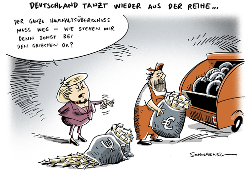 Cartoon: Haushaltsüberschuss (medium) by Schwarwel tagged schwarwel,karikatur,milliarden,merkel,regierung,staatseinnahmen,deutschland,überschuss,haushalt,haushalt,überschuss,deutschland,staatseinnahmen,regierung,merkel,milliarden,karikatur,schwarwel