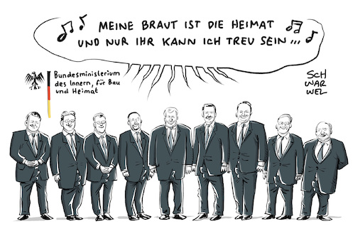 Cartoon: Heimatministerium nur Männer (medium) by Schwarwel tagged heimatministerium,bmi,bundesministerium,ministerium,minister,männer,politik,politiker,deutschland,macht,csu,seehofer,innenministerium,keine,frauen,gleichberechtigung,gleichstellung,frauenquote,feminismus,feministin,feministisch,emanzipation,frauenbewegung,ministerin,männerlastig,führungsmannschaft,bundesminister,generalsekretär,heimat,ohne,spitzenpositionen,reine,männersache,konservativ,benachteiligung,cartoon,karikatur,schwarwel,heimatministerium,bmi,bundesministerium,ministerium,minister,männer,politik,politiker,deutschland,macht,csu,seehofer,innenministerium,keine,frauen,gleichberechtigung,gleichstellung,frauenquote,feminismus,feministin,feministisch,emanzipation,frauenbewegung,ministerin,männerlastig,führungsmannschaft,bundesminister,generalsekretär,heimat,ohne,spitzenpositionen,reine,männersache,konservativ,benachteiligung,cartoon,karikatur,schwarwel