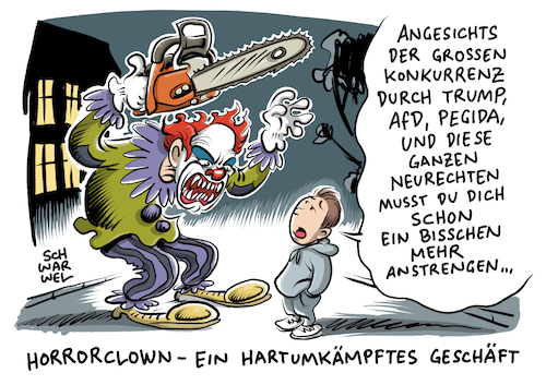 Cartoon: Horrorclown (medium) by Schwarwel tagged horroclown,horrorclowns,rechtspopulismus,rechtspopulisten,rechts,nazi,propaganda,afd,alternative,für,deutschland,frauke,petry,terror,terroranschlag,krieg,waffen,gewalt,trump,pegida,neurechte,karikatur,schwarwel,horroclown,horrorclowns,rechtspopulismus,rechtspopulisten,rechts,nazi,propaganda,afd,alternative,für,deutschland,frauke,petry,terror,terroranschlag,krieg,waffen,gewalt,trump,pegida,neurechte,karikatur,schwarwel