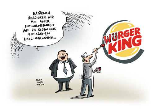 Cartoon: Lebensmittelsicherheit (medium) by Schwarwel tagged lebensmittelsicherheit,lebensmittel,nahrung,essen,burger,king,ekel,filiale,karikatur,schwarwel,lebensmittelsicherheit,lebensmittel,nahrung,essen,burger,king,ekel,filiale,karikatur,schwarwel