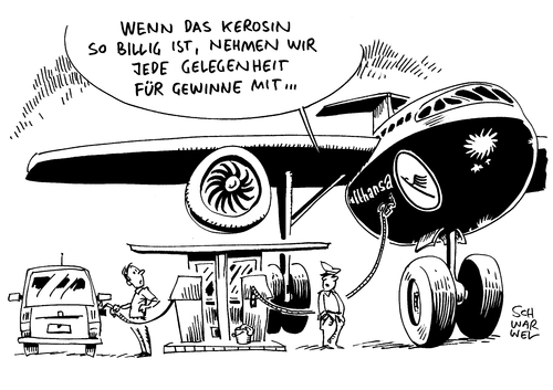 Cartoon: Lufthansa billiger tanken (medium) by Schwarwel tagged lufthansa,kerosinpreise,preis,geld,finanzen,fluggesellschaft,flugzeug,billig,tanken,benzin,niedrig,karikatur,schwarwel,lufthansa,kerosinpreise,preis,geld,finanzen,fluggesellschaft,flugzeug,billig,tanken,benzin,niedrig,karikatur,schwarwel