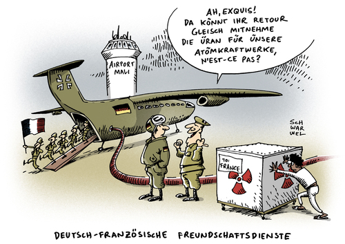 Cartoon: Mali Militäreinsatz Flugzeuge (medium) by Schwarwel tagged schwarwel,karikatur,tod,mord,hilfe,unterstützung,politik,krieg,frieden,humanität,logistik,waffen,panzer,soldat,militär,militäreinsatz,land,staat,mali,frankreich,deutschland,deutschland,frankreich,mali,staat,land,militäreinsatz,militär,soldat,panzer,waffen,logistik,humanität,frieden,krieg,politik,unterstützung,hilfe,mord,tod,karikatur,schwarwel