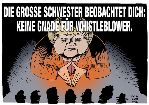 Cartoon: Merkel NSA Aufklärer Anzeige (medium) by Schwarwel tagged merkel,nsa,aufklärer,strafanzeige,schriftliche,warnung,kanzlerin,kanzleramt,whistleblower,keine,gnade,big,brother,is,watching,you,karikatur,schwarwel,merkel,nsa,aufklärer,strafanzeige,schriftliche,warnung,kanzlerin,kanzleramt,whistleblower,keine,gnade,big,brother,is,watching,you,karikatur,schwarwel