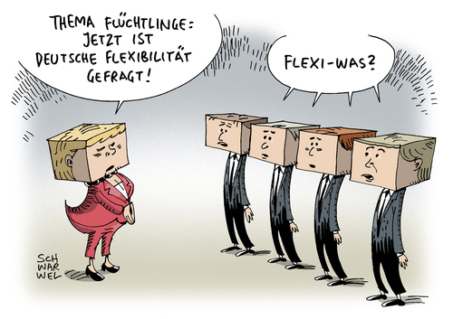 Cartoon: Merkel zum Thema Flüchtlinge (medium) by Schwarwel tagged angela,merkel,flüchtlinge,asyl,asylsuchende,aber,asylanten,gewalt,terror,rechts,nazi,karikatur,bundeskanzlerin,deutsche,flexibilität,betonkopf,betonköpfe,schwarwel,unsres,landes,nicht,würdig,angela,merkel,flüchtlinge,asyl,asylsuchende,aber,asylanten,gewalt,terror,rechts,nazi,karikatur,bundeskanzlerin,deutsche,flexibilität,betonkopf,betonköpfe,schwarwel,unsres,landes,nicht,würdig