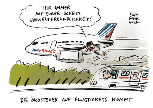 Cartoon: Ökosteuer auf Flugtickets (medium) by Schwarwel tagged klimaschutz,klima,umwelt,umweltschutz,natur,umweltzerstörung,klimawandel,ökosteuer,flugtickets,ökologie,fliegen,flugzeug,urlaub,bahn,flieger,air,france,frankreich,bahnverkehr,fluggesellschaft,preis,preise,kerosin,kerosinsteuer,cartoon,karikatur,schwarwel,klimaschutz,klima,umwelt,umweltschutz,natur,umweltzerstörung,klimawandel,ökosteuer,flugtickets,ökologie,fliegen,flugzeug,urlaub,bahn,flieger,air,france,frankreich,bahnverkehr,fluggesellschaft,preis,preise,kerosin,kerosinsteuer,cartoon,karikatur,schwarwel