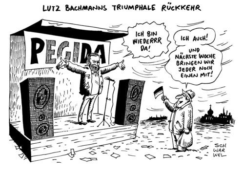 Cartoon: PEGIDA Bachmann Vorstand (medium) by Schwarwel tagged pegida,lutz,bachmann,wieder,im,vorstand,rücktritt,karikatur,schwarwel,pegida,lutz,bachmann,wieder,im,vorstand,rücktritt,karikatur,schwarwel