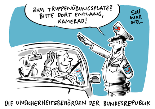 Cartoon: Polizei und AfD (medium) by Schwarwel tagged polizei,afd,alternative,für,deutschland,sicheerheitsbehörden,sicheerheitsbehörde,polizeigewerkschaft,sympathie,rechtsextremismus,rechtsextrem,rassismus,rassisten,rechtspopulismus,rechtspopulisten,nazi,nazis,neonazis,heil,hitler,bundespolizei,rechtsnational,soldat,soldaten,armee,heer,sicherheit,sicherheitsorgane,cartoon,karikatur,schwarwel,kamerad,polizei,afd,alternative,für,deutschland,sicheerheitsbehörden,sicheerheitsbehörde,polizeigewerkschaft,sympathie,rechtsextremismus,rechtsextrem,rassismus,rassisten,rechtspopulismus,rechtspopulisten,nazi,nazis,neonazis,heil,hitler,bundespolizei,rechtsnational,soldat,soldaten,armee,heer,sicherheit,sicherheitsorgane,cartoon,karikatur,schwarwel,kamerad