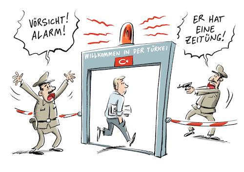 Cartoon: Pressefreiheit Deniz Yücel (medium) by Schwarwel tagged pressefreiheit,presse,freiheit,diktatur,demokratie,erdogan,trump,türkei,us,usa,amerika,journalismus,journalisten,karikatur,schwarwel,deniz,yücel,gefängnis,festnahme,journalist,haft,inhaftierung,autokratie,säuberungswelle,reporter,pressefreiheit,presse,freiheit,diktatur,demokratie,erdogan,trump,türkei,us,usa,amerika,journalismus,journalisten,karikatur,schwarwel,deniz,yücel,gefängnis,festnahme,journalist,haft,inhaftierung,autokratie,säuberungswelle,reporter