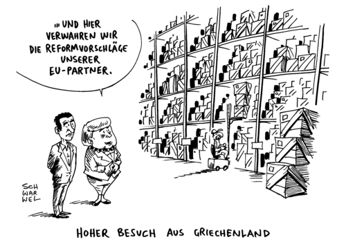 Cartoon: Reformvorschläge Tsipras Merkel (medium) by Schwarwel tagged reformvorschläge,tsipras,merkel,reformen,griechenland,karikatur,schwarwel,eu,europäische,union,reformvorschläge,tsipras,merkel,reformen,griechenland,karikatur,schwarwel,eu,europäische,union