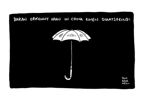 Cartoon: Regenschirm Revolution Peking (medium) by Schwarwel tagged hongkong,regenschirm,revolution,peking,regime,staat,staatsmacht,gewalt,karikatur,schwarwel,staatsfeind,hongkong,regenschirm,revolution,peking,regime,staat,staatsmacht,gewalt,karikatur,schwarwel,staatsfeind