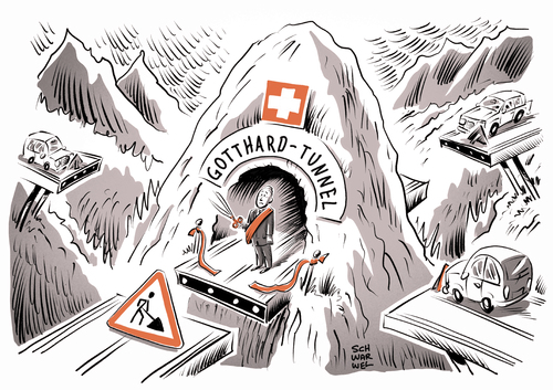 Cartoon: Schweizer Gotthard Tunnel (medium) by Schwarwel tagged schweizer,gotthard,tunnel,eröffnung,schweiz,deutschland,alpen,karikatur,schwarwel,schweizer,gotthard,tunnel,eröffnung,schweiz,deutschland,alpen,karikatur,schwarwel