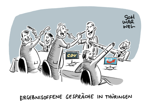 Cartoon: Thüringen Wahl AfD CDU (medium) by Schwarwel tagged thüringen,landtagswahl,wahl,wahlen,die,linke,afd,cdu,spd,koalition,minderheitsregierung,rechtsexxtremismus,rechtsextrem,nazi,nazis,neonazis,höcke,nazipartei,bodo,ramelow,ziemiak,rassismus,rassisten,holocaust,hitler,sieg,heil,paul,ergebnisoffene,gespräche,landeschef,mike,mohring,rechter,terror,cartoon,karikatur,schwarwel,thüringen,landtagswahl,wahl,wahlen,die,linke,afd,cdu,spd,koalition,minderheitsregierung,rechtsexxtremismus,rechtsextrem,nazi,nazis,neonazis,höcke,nazipartei,bodo,ramelow,ziemiak,rassismus,rassisten,holocaust,hitler,sieg,heil,paul,ergebnisoffene,gespräche,landeschef,mike,mohring,rechter,terror,cartoon,karikatur,schwarwel