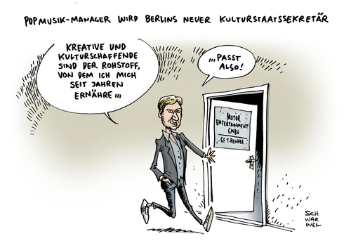 Cartoon: Tim Renner Berlin (medium) by Schwarwel tagged tim,renner,berlins,neuer,kulturstaatssekretär,karikatur,schwarwel,popmusik,pop,musik,motor,music,manager,kreative,kulturschaffende,kunst,kultur,entertainment,musikindustrie,steueraffäre,andre,schmitz,musikmanager,popexperte,experte,tim,renner,berlins,neuer,kulturstaatssekretär,karikatur,schwarwel,popmusik,pop,musik,motor,music,manager,kreative,kulturschaffende,kunst,kultur,entertainment,musikindustrie,steueraffäre,andre,schmitz,musikmanager,popexperte,experte