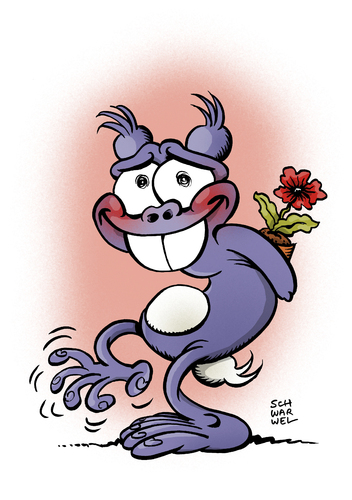 Cartoon: Valentinstag Gratulation (medium) by Schwarwel tagged gedicht,der,tag,aufmerksamkeit,gratulation,blumenstrauß,blume,februar,14,leipzig,lustig,cartoon,comicfigur,comic,romantik,liebesbeweis,kuss,verliebt,geschenk,blumen,rosen,gebrochenes,freundschaft,liebe,herz,valentinstag,schweinevogel,schwarwel,schwarwel,schweinevogel,valentinstag,herz,liebe,freundschaft,gebrochenes,rosen,blumen,geschenk,verliebt,kuss,liebesbeweis,romantik,comic,comicfigur,cartoon,lustig,leipzig,14,februar,rote,wangen,aufgeregt,iron,doof,begonie,blumentopf