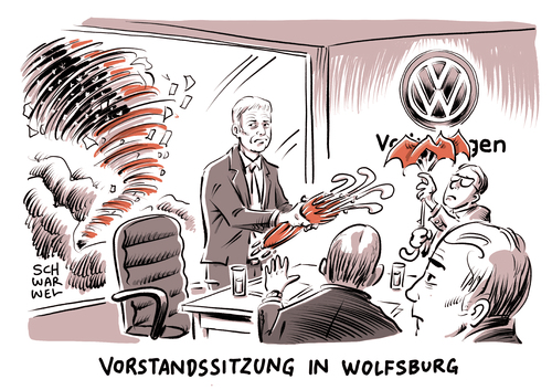 Cartoon: Volkswagen Abgasskandal (medium) by Schwarwel tagged einigung,vw,volkswagen,auto,kfz,abgas,abgasskandal,autobauer,autohersteller,us,usa,milliarden,dollar,schadensersatz,wolfsburg,karikatur,schwarwel,einigung,vw,volkswagen,auto,kfz,abgas,abgasskandal,autobauer,autohersteller,us,usa,milliarden,dollar,schadensersatz,wolfsburg,karikatur,schwarwel