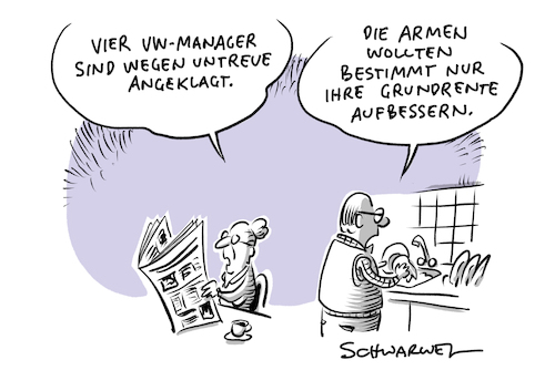 Cartoon: VW Untreue Grundrente (medium) by Schwarwel tagged vw,volkswagen,auto,autobranche,autokonzern,automobilindustrie,autobauer,manager,untreue,bundeskanzlerin,kanzlerin,angela,merkel,grundrente,rente,altersversorgung,rentner,cartoon,karikatur,schwarwel,vw,volkswagen,auto,autobranche,autokonzern,automobilindustrie,autobauer,manager,untreue,bundeskanzlerin,kanzlerin,angela,merkel,grundrente,rente,altersversorgung,rentner,cartoon,karikatur,schwarwel