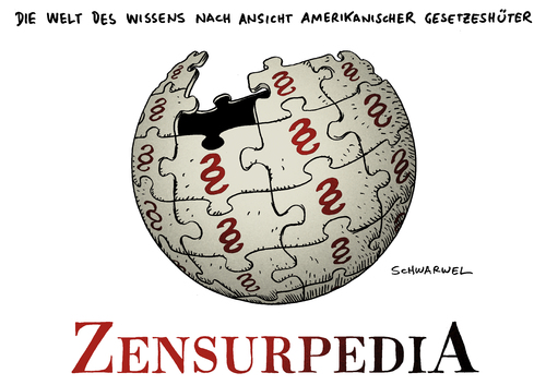 Cartoon: Wikipedia (medium) by Schwarwel tagged englisch,wikipedia,online,portal,netz,www,web,world,wide,us,usa,gesetz,sopa,pipa,protest,protestieren,staat,staatlich,zensur,karikatur,schwarwel,wissen,amerika,wikipedia,online,www,web,sopa,pipa,gesetz,usa,zensur,streik,webstreik,internet,censorship,amerika,kongress,protest