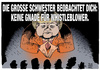 Cartoon: Merkel NSA Aufklärer Anzeige (small) by Schwarwel tagged merkel,nsa,aufklärer,strafanzeige,schriftliche,warnung,kanzlerin,kanzleramt,whistleblower,keine,gnade,big,brother,is,watching,you,karikatur,schwarwel