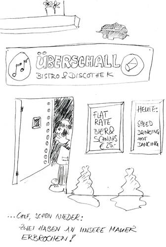 Cartoon: Kein Rekord (medium) by manfredw tagged saufen,flatrate,schlecht,rekord,disco,bistro,mauer,schall,überschall