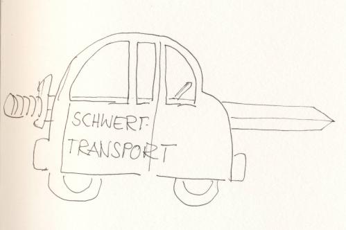Cartoon: Schwert- Transport (medium) by manfredw tagged schwert,auto,transport