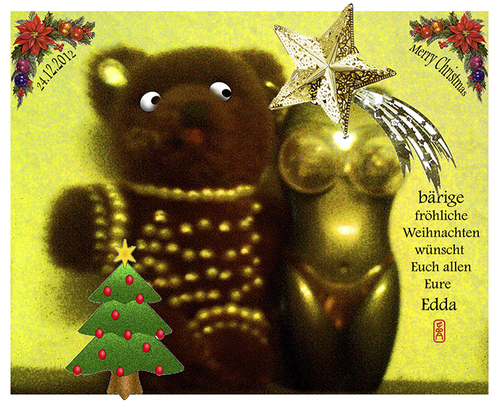 Cartoon: Bärige Weihnachten (medium) by edda von sinnen tagged fröhlich,beary,bärig,xmas,christmas,weihnachten,happy,karte,card,edda,von,sinnen,illustration