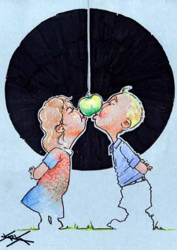 Cartoon: CATCHING AN APPLE (medium) by KARKA tagged apple,children