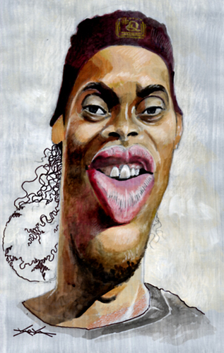 Cartoon: Ronaldinho Gaucho caricature (medium) by KARKA tagged ronaldinho,gaucho,football