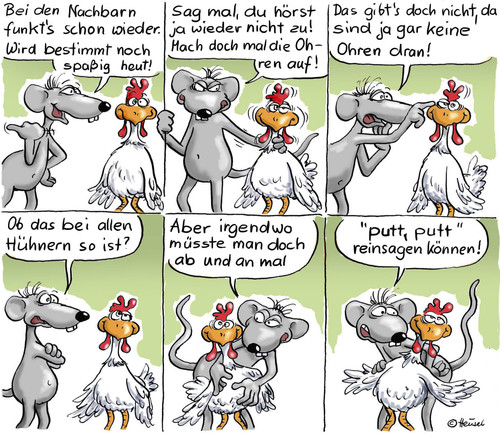 Cartoon: kein Gehör (medium) by Ratte Ludwig tagged ohren,putt,gehör,hühner,gerda,ludwig,ratte