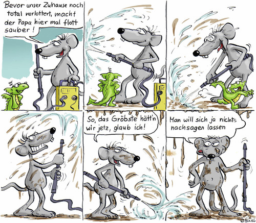Cartoon: sauber (medium) by Ratte Ludwig tagged ratte,ludwig,gerät,sauber,hochdruck,siggi
