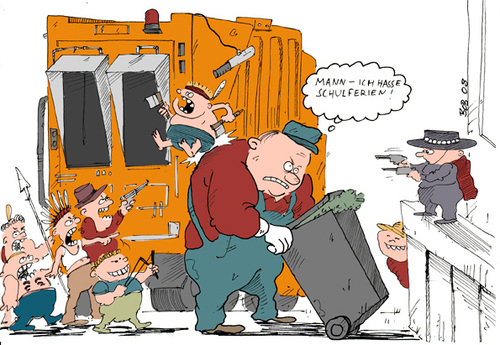 Cartoon: Die großen Ferien (medium) by bob tagged sommerferien,müllabfuhr