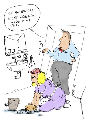Cartoon: gar nicht schlecht (medium) by bob tagged putzen,putzfrau,frau,sexismus,rollenbild,emanzipation