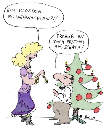 Cartoon: Klostein (medium) by bob tagged weihnacht,heiligabend,bescherung,klostein,geschenke