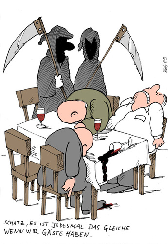 Cartoon: the guests (medium) by bob tagged death,tod,gäste,guests
