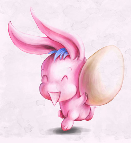 Cartoon: Bunny runs (medium) by hellgolem tagged bunny,easter,egg,chicken,character,cute,illustration,digital,painting