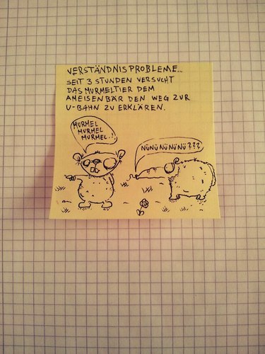 Cartoon: etwas undeutlich gemurmelt (medium) by Post its of death tagged murmeltier,ameisenbär