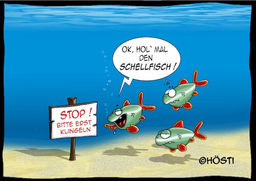 Cartoon: Schellfisch (medium) by Hösti tagged ordnung,muss,sein