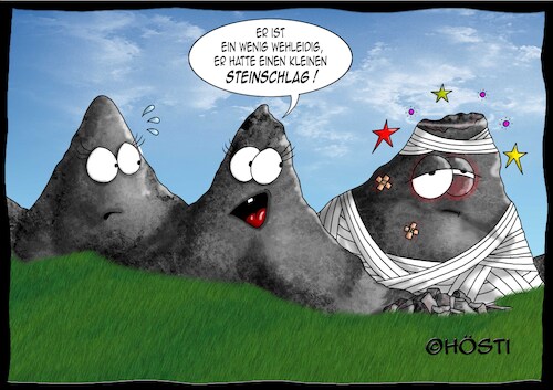 Cartoon: Steinschlag (medium) by Hösti tagged höstis,murmeltier,und,co