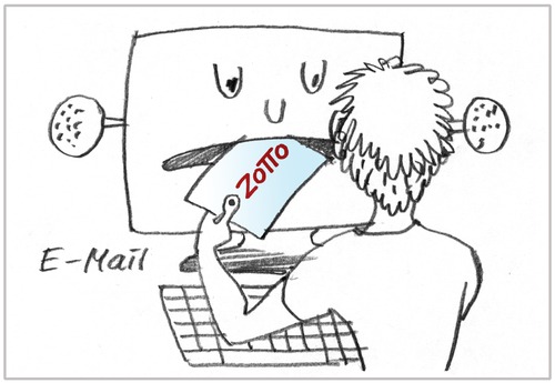 Cartoon: E-Mail (medium) by Zotto tagged weitergeben,anhänge,briefe