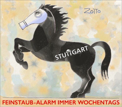 Cartoon: Feinstaub- Alarm in Stuttgart (medium) by Zotto tagged stickstoffdioxide,feinstaub