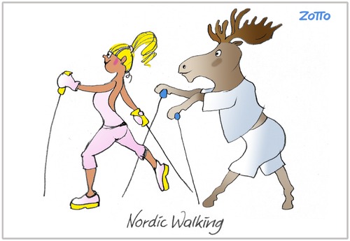 Cartoon: Nordic Walking (medium) by Zotto tagged freizeit,natur,world
