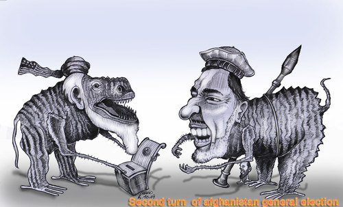 Cartoon: afghan second turn election (medium) by Shahid Atiq tagged 072