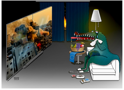 Cartoon: Corocodile tear! (medium) by Shahid Atiq tagged palestine