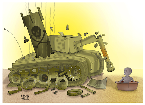 Cartoon: Costs on war and poverty! (medium) by Shahid Atiq tagged world