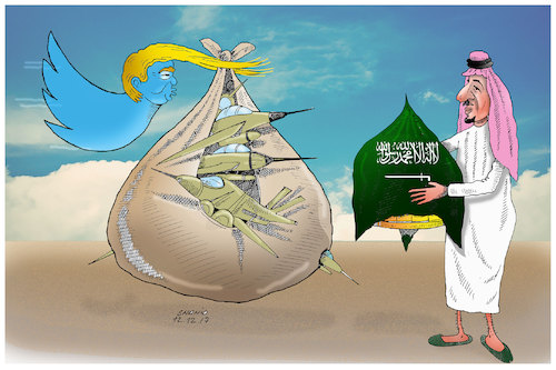 Cartoon: Deal !!! (medium) by Shahid Atiq tagged trump,and,israel